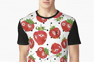 Graphic T-shirt with yummy strawberries - 