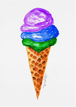 Ice cream in a sweet funnel 2 - watercolor artwork