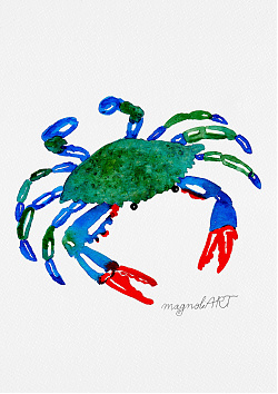 Blue crab - watercolor artwork