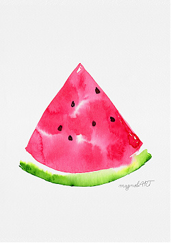 Watermelon slice 1 - watercolor artwork