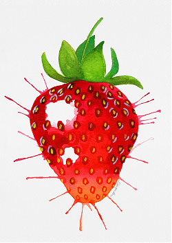 Artistic strawberry - watercolor artwork