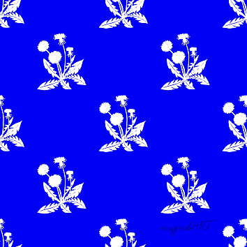 Dandelion spot white blue BK22-A8 - Like the Hungarian blue dye technique or indigo printseamless repeat pattern with watercolor elements