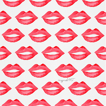 Red lips - seamless watercolor pattern