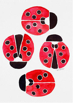Cute ladybugs - watercolor artwork