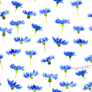 Cornflowers (watercolor) - seamless repeat pattern