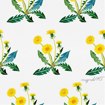 Dandelions watercolor artwork - seamless repeat pattern