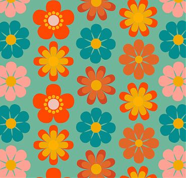 retro florals mint BK22-A63 - 