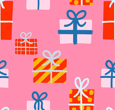 Gifts with pink background BK22-B8 - digital seamless repeat pattern