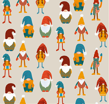 Gnomes coffe palette BK22-B10 - digital seamless repeat pattern