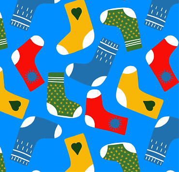 Christmas socks babyblue background BK23-A3 - digital seamless repeat pattern
