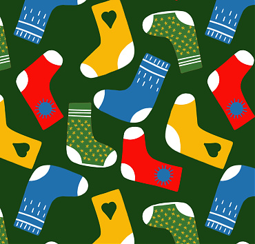 Christmas socks green background BK23-A1 - digital seamless repeat pattern