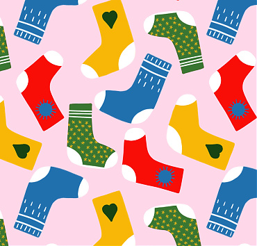 Christmas socks palerose background BK23-A4 - digital seamless repeat pattern