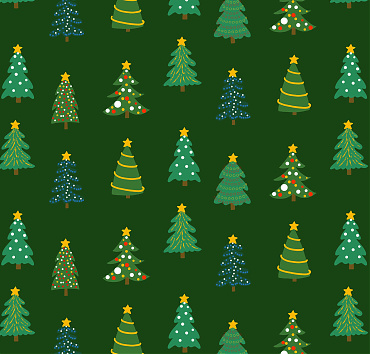 Decorated christmas trees with green background BK23-A8 - Scale 30%digital seamless repeat pattern