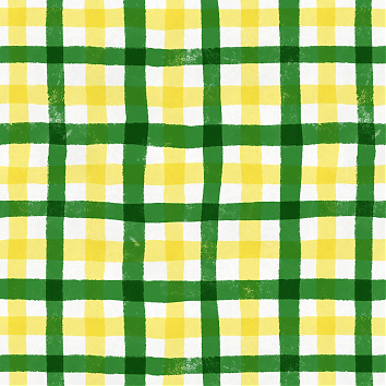Dandelion Gingham pattern yellow green BK23-A13 - seamless repeat pattern with hand drawn elements