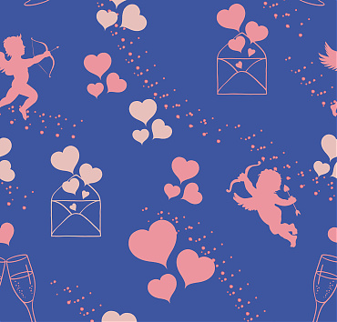 Cupid in full swing pastels and blue BK22-A16 - seamless repeat pattern 