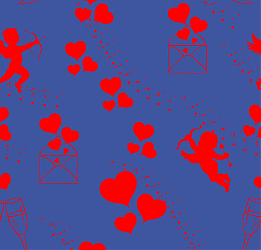 Cupid in full swing red and blue BK22-A18 - seamless repeat pattern 