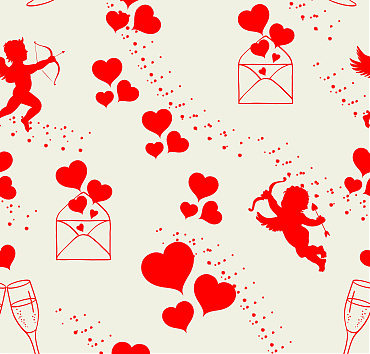 Cupid in full swing red and cream BK22-A19 - seamless repeat pattern 