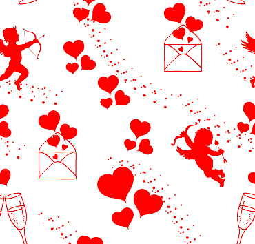 Cupid in full swing red and white BK22-A20 - seamless repeat pattern 