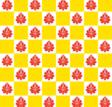Checkered yellow white with red rose BK23-A19 - seamless repeat checkered pattern with hand-drawn rose