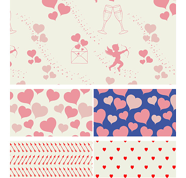 Sending love collection  - seamless patterns in a collection for buying or licensing, the whole group, or a single pattern 