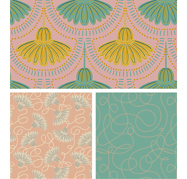 Playful tassels - seamless patterns in a collection for buying or licensing, the whole group, or a single pattern 