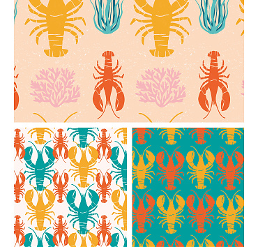 It's Lobster time! - seamless patterns in a collection for buying or licensing, the whole group, or a single pattern 